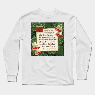 1980s Nostalgic Christmas pine wreath friendship Long Sleeve T-Shirt